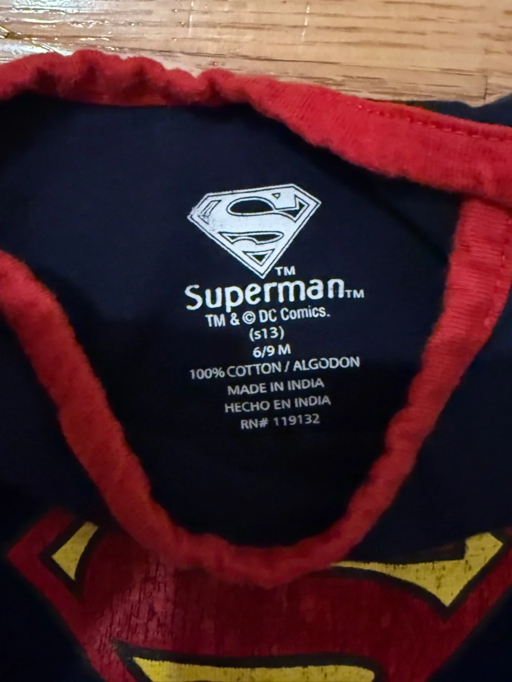 DC Comics Superman Navy Onesie with Red & Yellow Accents